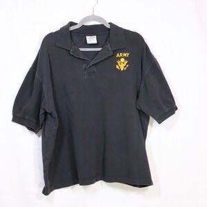 Rothco US Army Polo Mens XL Black Vintage Embroidered Cotton Short Military Tee